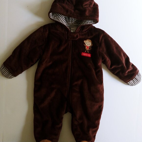 Just One You Carter's Soft Fleece Monkey Hooded One-Piece Sleeper 6 Months - Picture 10 of 10